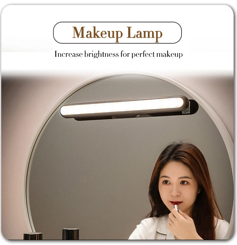 LED Makeup Mirror Light  5V USB Rechargeable Vanity Lamp Eye Protection Hanging Magnetic Desk Lamps Touch Switch Book Lights