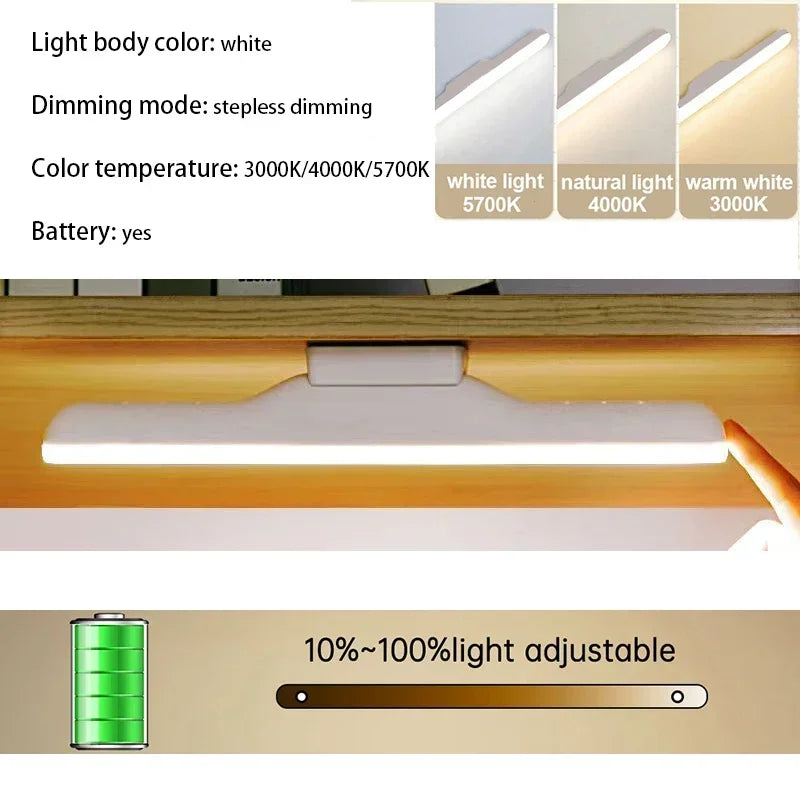 LED Makeup Mirror Light  5V USB Rechargeable Vanity Lamp Eye Protection Hanging Magnetic Desk Lamps Touch Switch Book Lights