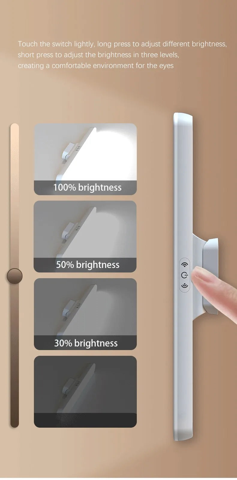 LED Makeup Mirror Light  5V USB Rechargeable Vanity Lamp Eye Protection Hanging Magnetic Desk Lamps Touch Switch Book Lights