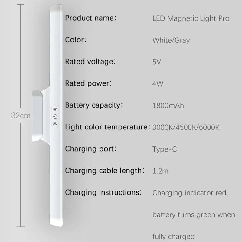 LED Makeup Mirror Light  5V USB Rechargeable Vanity Lamp Eye Protection Hanging Magnetic Desk Lamps Touch Switch Book Lights