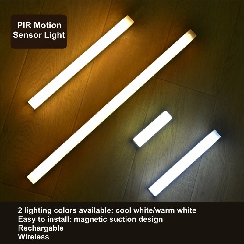 Rechargeable Motion Sensor LED Bar Light Induction Night Light Portable Cordless Magnetic Cabinet Lamp for Kitchen Bedside