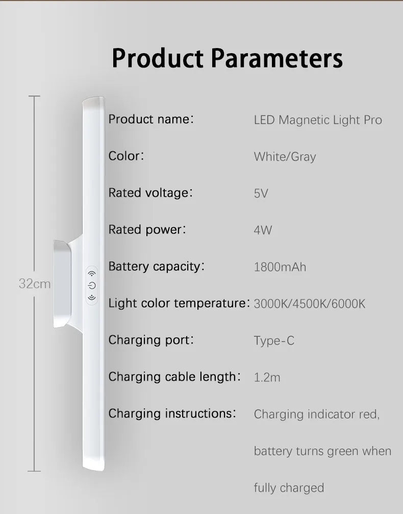 LED Makeup Mirror Light  5V USB Rechargeable Vanity Lamp Eye Protection Hanging Magnetic Desk Lamps Touch Switch Book Lights