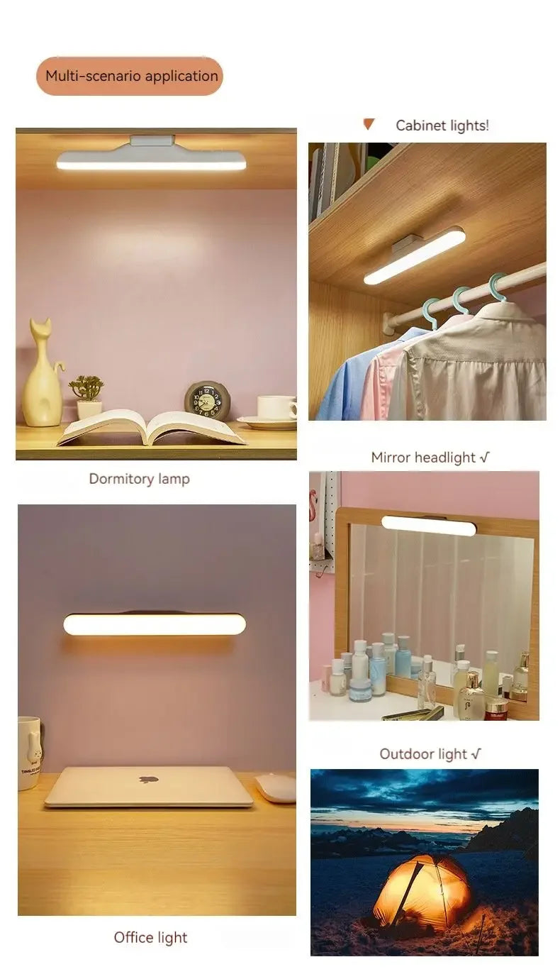 LED Makeup Mirror Light  5V USB Rechargeable Vanity Lamp Eye Protection Hanging Magnetic Desk Lamps Touch Switch Book Lights