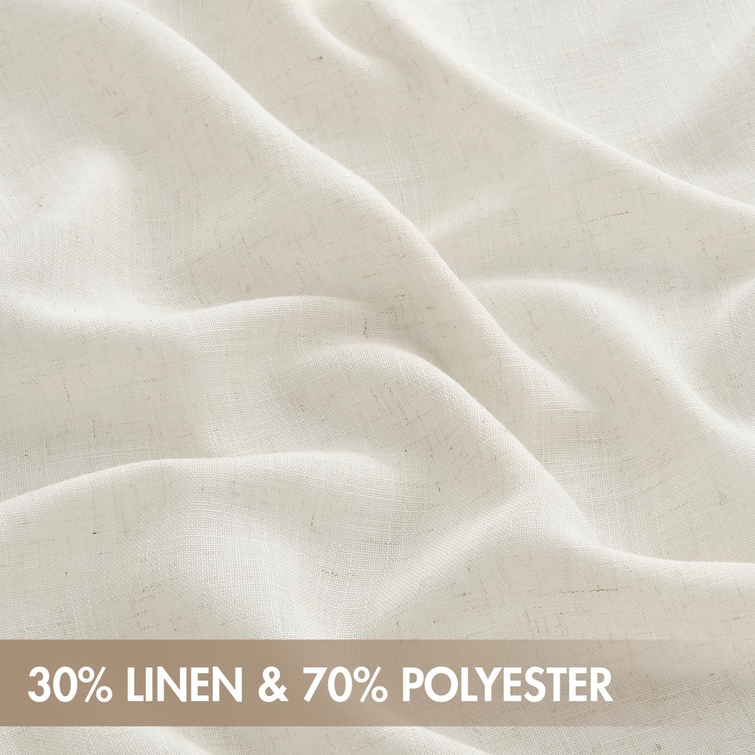 Natural Back Tab Linen Curtains 4 Panels 42W X 63L